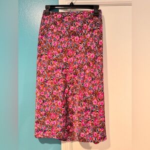 J. Crew Pink and Brown Floral Pencil Skirt